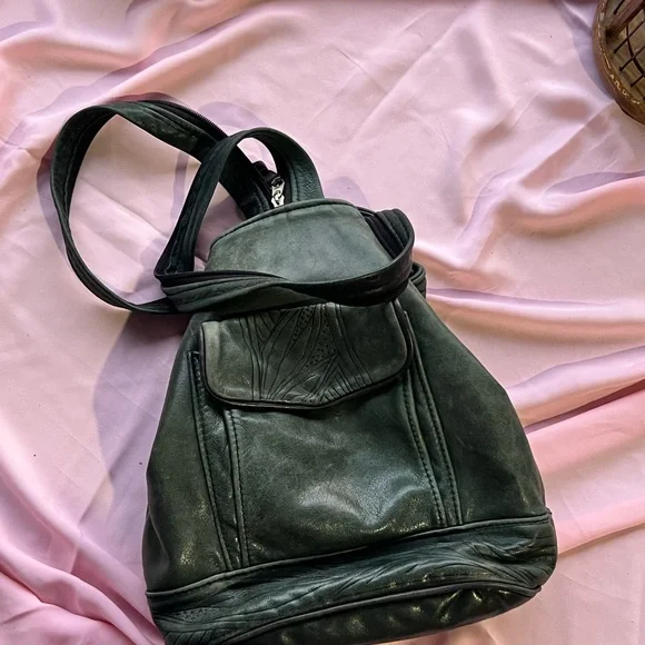 Bags | Olive Leather Multi Backpack | Poshmark